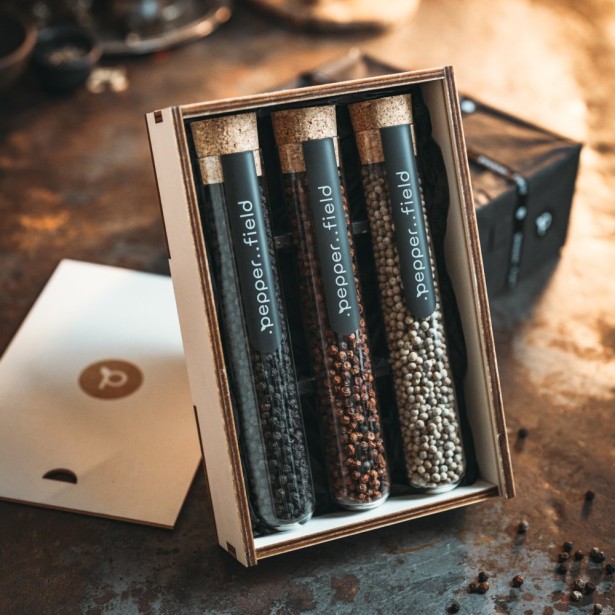 Dárková sada zkumavek (3x75g) v dřevěné krabičce