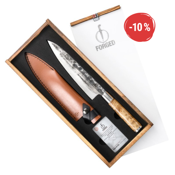 Forged VG10 - kuchařský nůž 20,5 cm s koženým pouzdrem