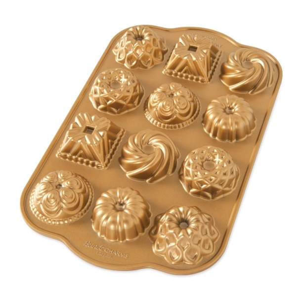 Nordic Ware forma na mini bábovky Premium, 12 formičiek, zlatá