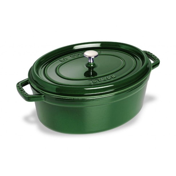 Oválny liatinový hrniec Staub 31 cm, bazalka