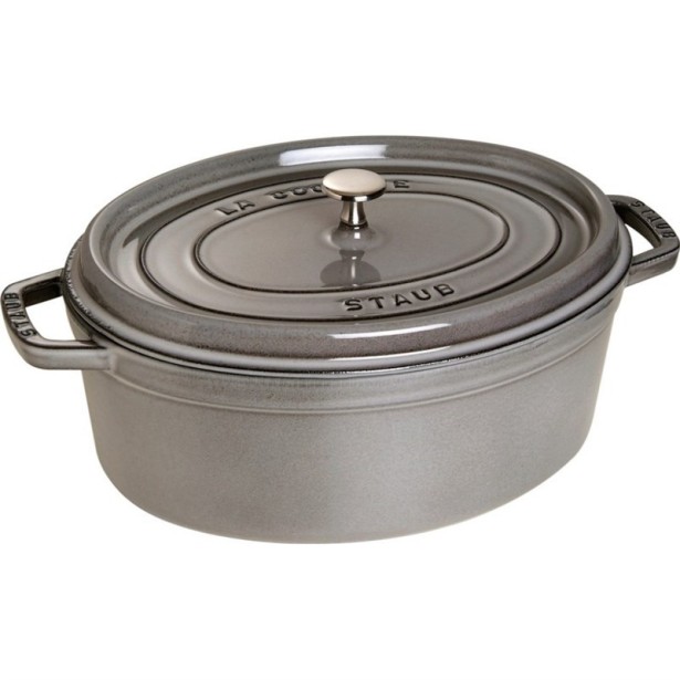 Oválny liatinový hrniec Staub 31 cm, šedý