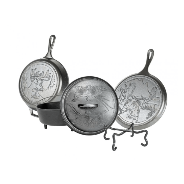 Päťdielna sada liatinového riadu Lodge Wildlife Series