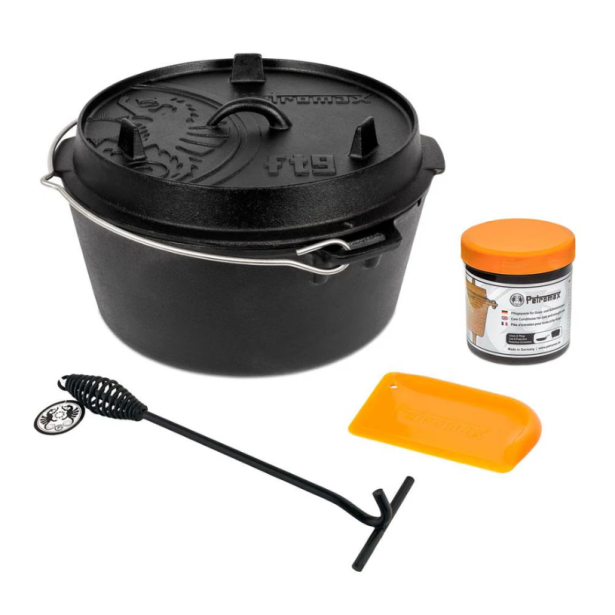 Petromax liatinový kotlík Dutch Oven bez nožičiek - 25 cm, 7,5 l s príslušenstvom